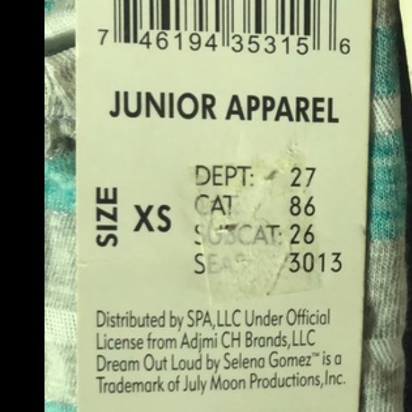 New top Short sleeve crop top blue gray white striped metallic thread nwt jr xs - Picture 9 of 9